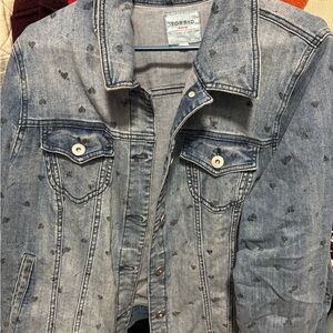 Torrid Blue Denim Jacket with Heart Pattern